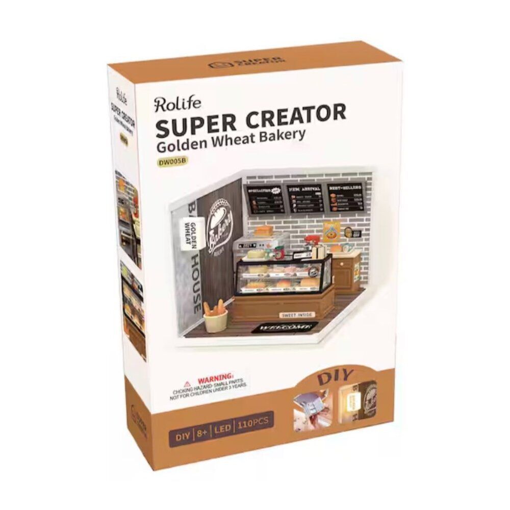 Rolife Super Store Golden Wheat Bakery DIY with LED Lights 110 PCS